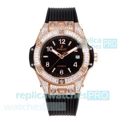 Swiss Grade one Replica Hublot Big Bang One Click MS Factory HUB1710 watch in Rose Gold Black Dial